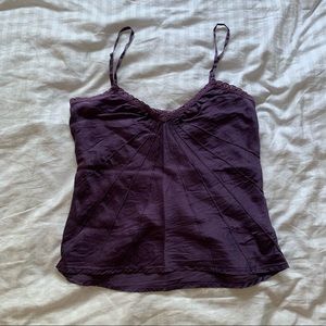 💜 Silky Purple Camisole w/ Lace Detail